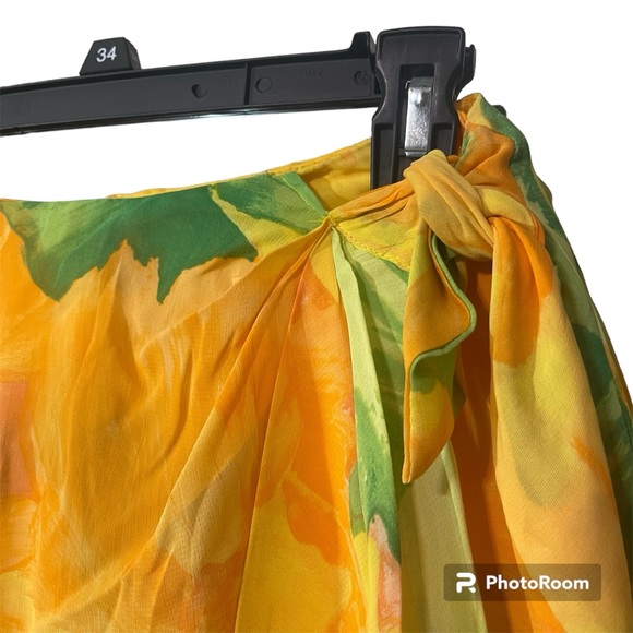 Caché Orange flora skirt skort size 2 - Picture 2 of 6